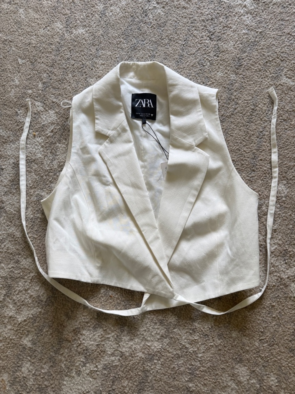 ZARA Off-White Sleeveless Tie-Back Vest